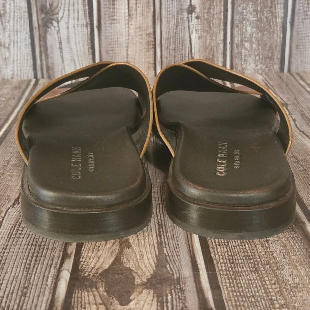 Sz 7 Mens Cole Haan Grand.OS Goldwyn Brown Leather Comfort Sandals Slides VGUC
